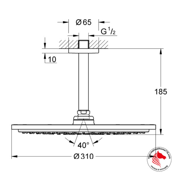 GROHE G-26067GL0 RAINSHOWER COSMOPOLITAN 310 Head Shower Set Ceiling 142mm [Cool Sunrise] - Image 2