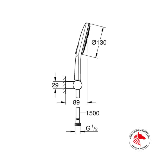 GROHE G-26580000 RAINSHOWER SMARTACTIVE 130 Wall Holder Set 3 Sprays - Image 4