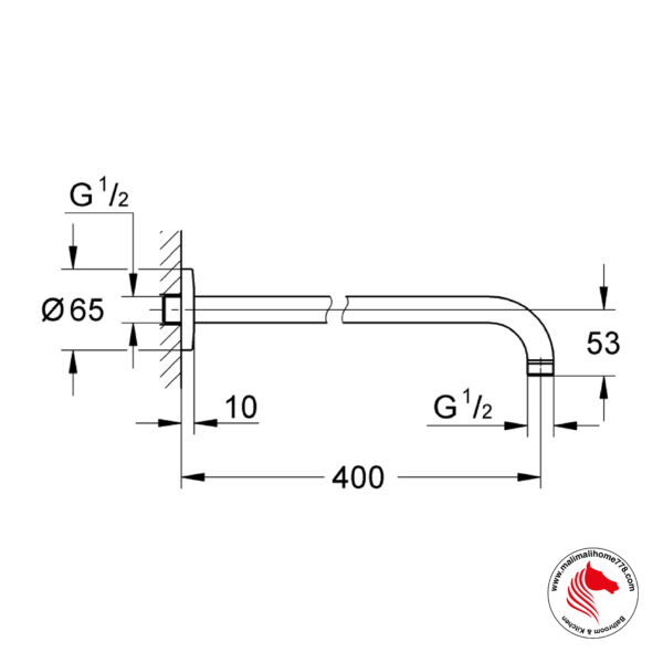 GROHE G-27851000 TEMPESTA Shower Arm 400mm - Image 2