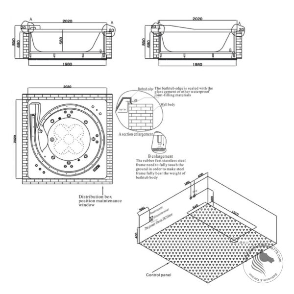 SSWW A1805K Hydro Massage Bathtub (White) - Image 6