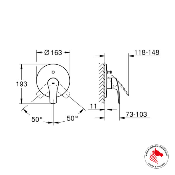 GROHE G-19450003 EUROSMART Single-Lever Bath Mixer - Image 5