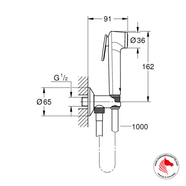 GROHE G-26358000 TEMPESTA-F TRIGGER Spray 30 Wall holder Set With Self-Closing Angle Valve, 1 Spray - Image 2