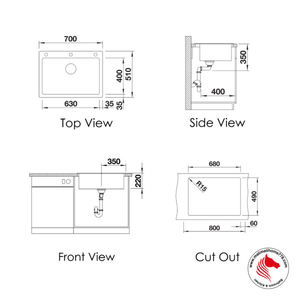 BLANCO PLEON 8 Silgranite Sink With Infino Waste [Top Mount] - Image 6