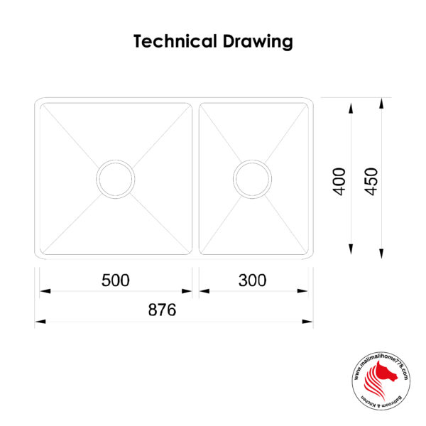 SMITH SUM-874523-A Grade 304 Stainless Steel Undermount Kitchen Sink - Image 2