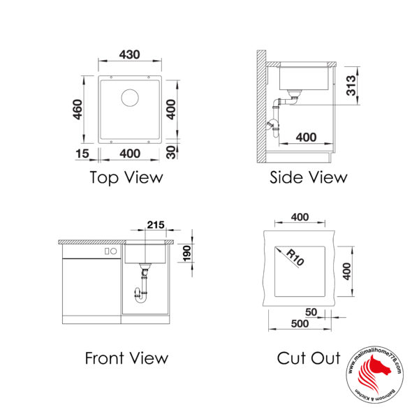 BLANCO SUBLINE 400-U Silgranite Sink With Infino Waste [Undermount] - Image 6