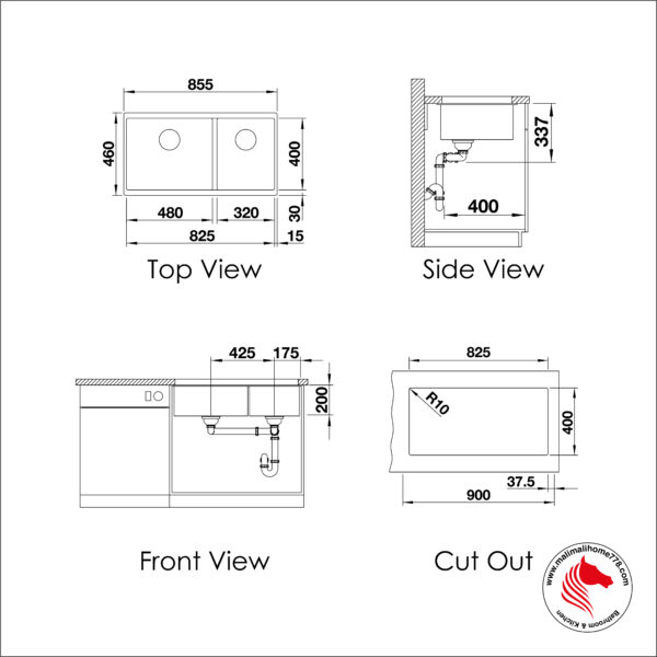 BLANCO SUBLINE 480/320-U Silgranite Sink With Infino Waste [Undermount] - Image 7