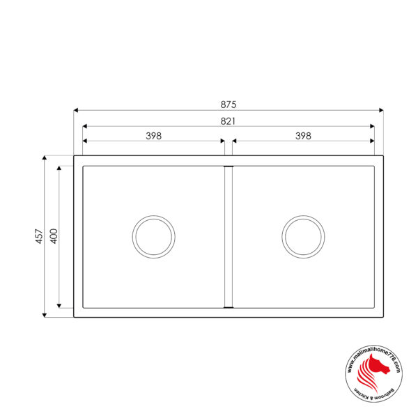 SMITH GNS-874523 Double Bowl Composite Granite Kitchen Sink [Top Mount / Undermount] - Image 4