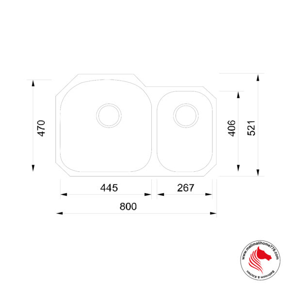 SMITH SOM-8025-N Grade 304 Stainless Steel Undermount Kitchen Sink - Image 2