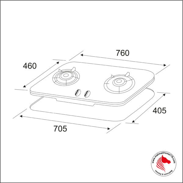 IKA-2BR/SV 2 Burner Gas Hob (5.5kW Heat L/R Output) - Image 2