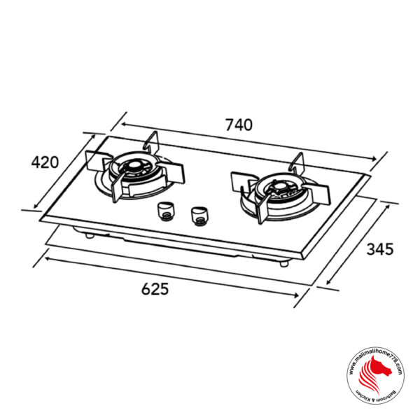 IKA-2R/SV 2 Burner Gas Hob (5.5kW Heat L/R Output) - Image 2