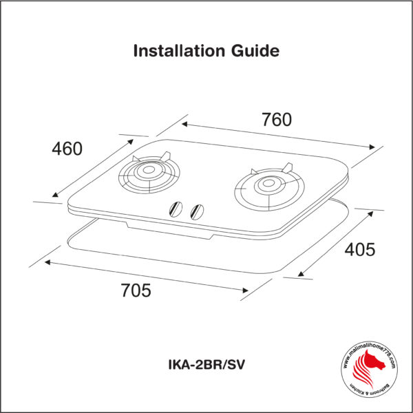 IKA-3BR/SV 3 Burner Gas Hob (5.5kW Heat L/R Output) - Image 2