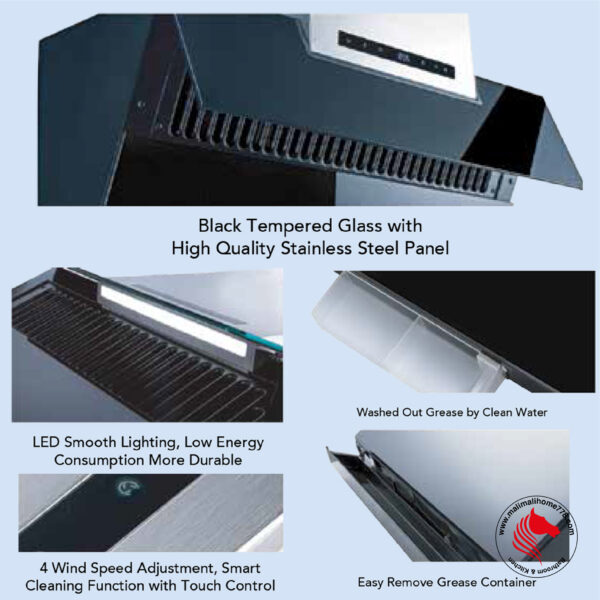 IKA-C528 2100m³/h Slanted Chimney Hood with Smart Clean System - Image 2