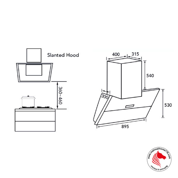 IKA-C528 2100m³/h Slanted Chimney Hood with Smart Clean System - Image 5