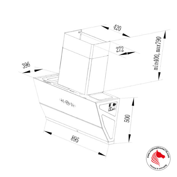 IKA-HAGEN 2200m³/h Slanted Chimney Hood with Intelligent Smart Clean System - Image 4