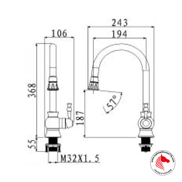 ABAGNO LPM-180JP-CR Single Lever Kitchen Sink Mixer With Pull-out Sprayer [Chrome Plated] - Image 2