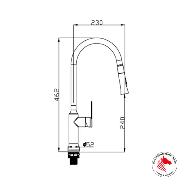 ABAGNO SHM-181P-CR Single Lever Kitchen Sink Mixer With Pull-out Sprayer [Chrome Plated] - Image 2