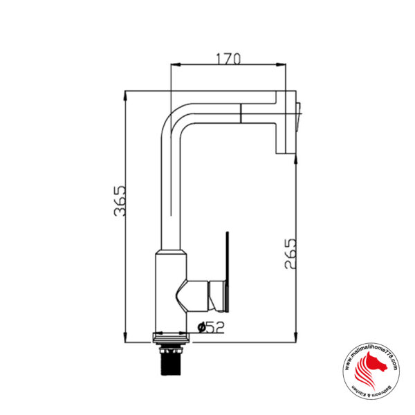 ABAGNO SHM-185P-CR Single Lever Kitchen Sink Mixer With Pull-out Sprayer [Chrome Plated] - Image 2