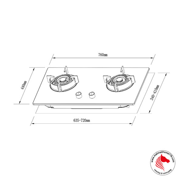 IKA-2CR/SV 2 Burner Gas Hob (5.0kW Heat L/R Output) - Image 5