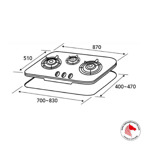 IKA-3X/SV 3 Burner Gas Hob (6.0kW Heat L/R Output) - Image 4