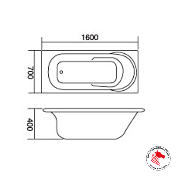 ABAGNO H208B Common Sunken Bathtub [White] - Image 2