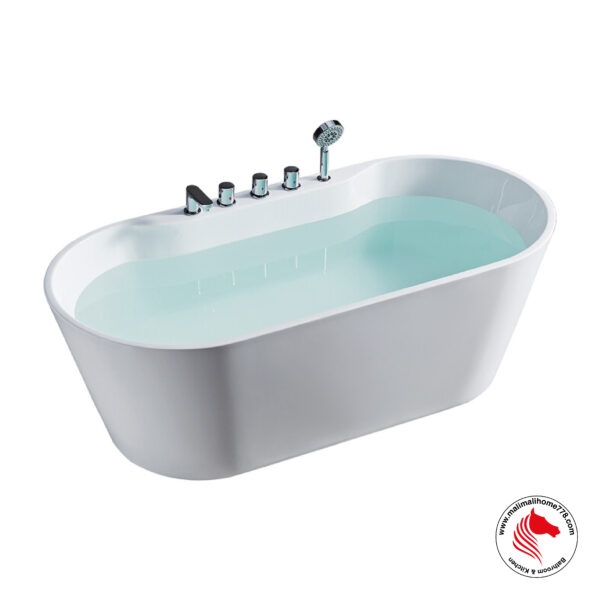 ABAGNO K501M Free Standing Bathtub With Mixer Faucets [White]