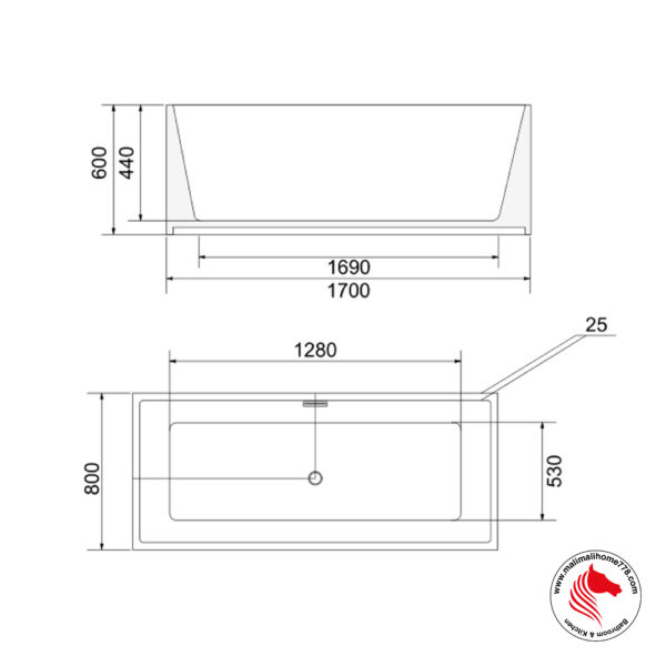 ABAGNO K505 Free Standing Bathtub [White] - Image 3