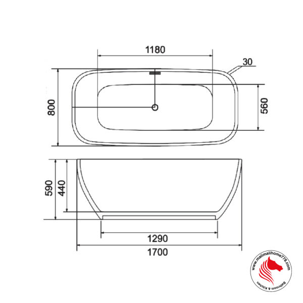 ABAGNO K508 Free Standing Bathtub [White] - Image 3