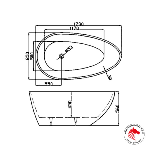 ABAGNO K511 Free Standing Bathtub [White] - Image 3