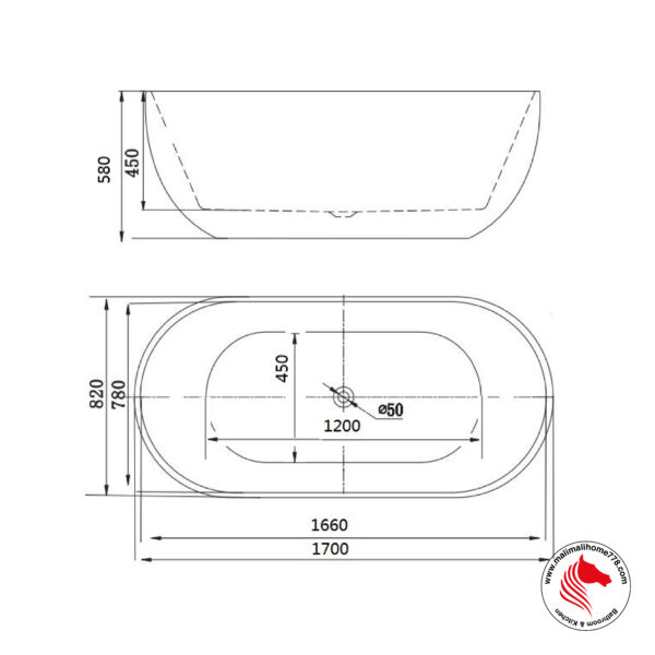 ABAGNO K513 Free Standing Bathtub [White] - Image 3