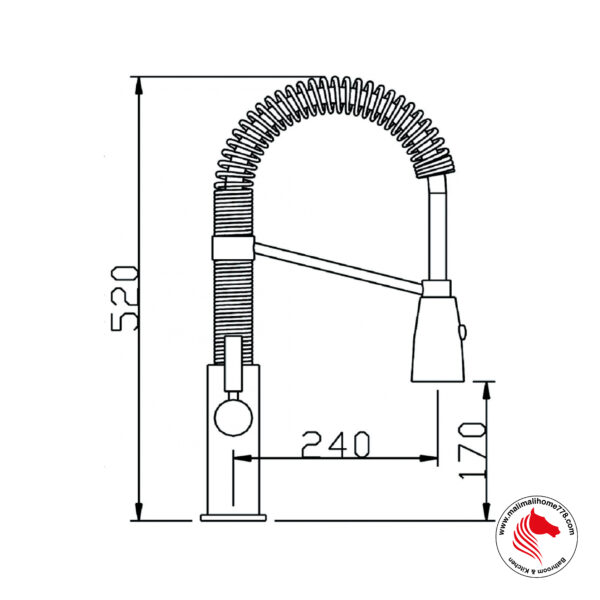 ABAGNO LKM-8000A Single Lever Kitchen Sink Mixer With Flexible Spout [Chrome Plated] - Image 2