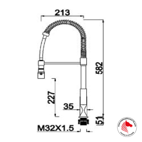 ABAGNO SAM-7000J-CR Single Lever Kitchen Sink Mixer With Flexible Spout [Chrome Plated] - Image 2