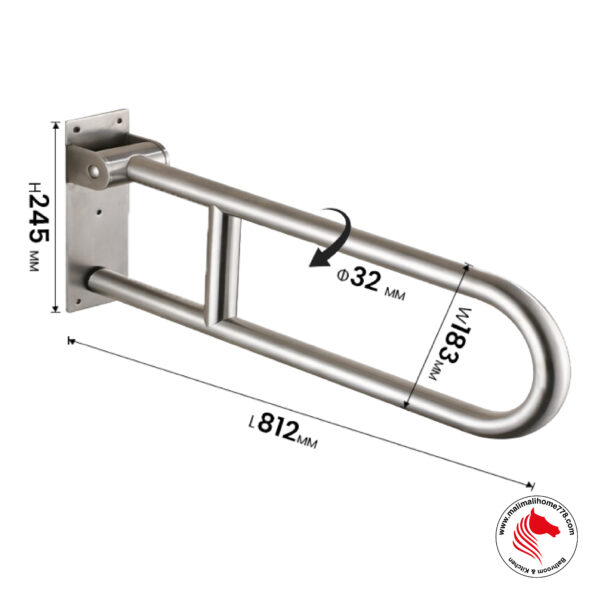 TAPI TAP-080 Bathroom Swing-Up Safety Grab Bar - Image 6