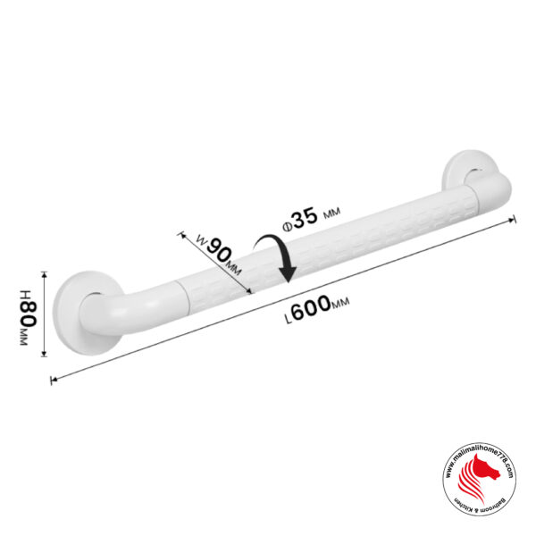 TAPI TAP-3560 Anti Slip ABS White Bathroom Safety Grab Bar [600mm] - Image 2