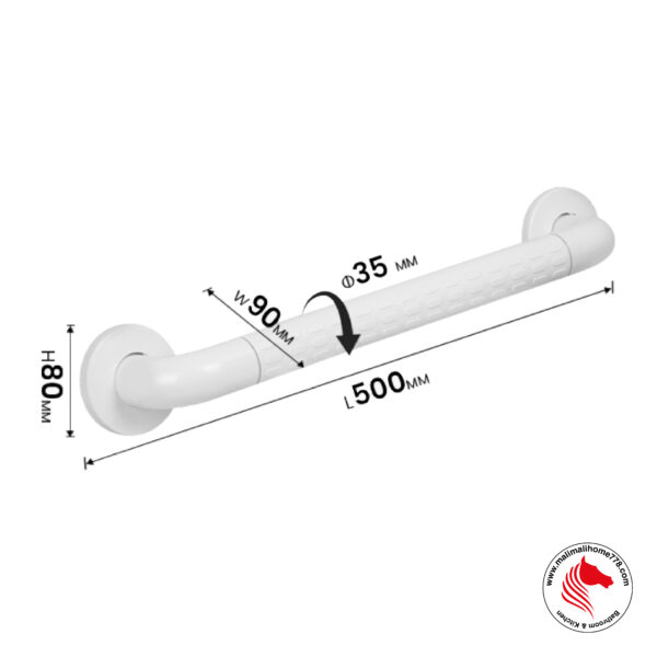 TAPI TAP-3550 Anti Slip ABS White Bathroom Safety Grab Bar [500mm] - Image 2