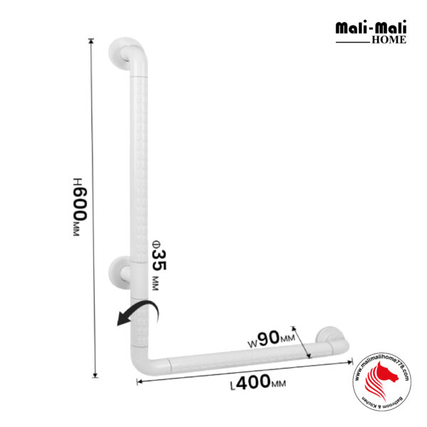 TAPI TAP-LB4060 L-Shape ABS White Bathroom Safety Grab - Image 2