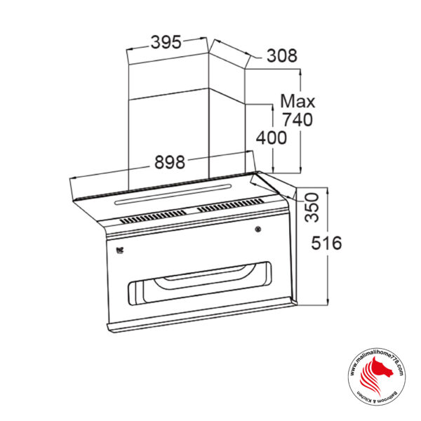 IKA-ALEXA 1850m³/h L-Shape Chimney Range Hood with Auto Clean System - Image 6