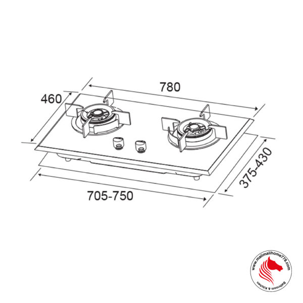 IKA-HALLE 2 Burner Gas Hob (6.8kW Heat L/R Output) - Image 3