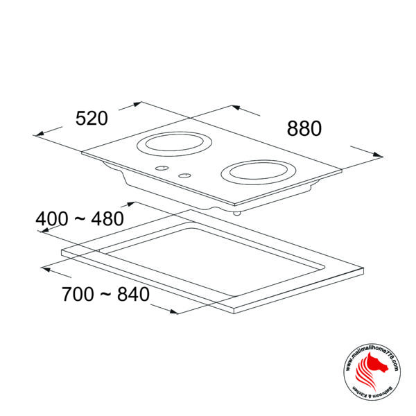 XUNDA 2-NB8048S 2 Burner Gas Hob (4.8kW Heat L/R Output) - Image 6