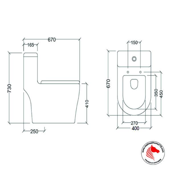 ABAGNO LIGURIA One Piece Rimless Washdown Water Closet - Image 2