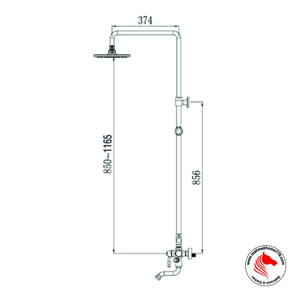 ABAGNO LP-BM-976-852-BR Exposed Shower Column with Bath Mixer [Brass Bronze] - Image 2