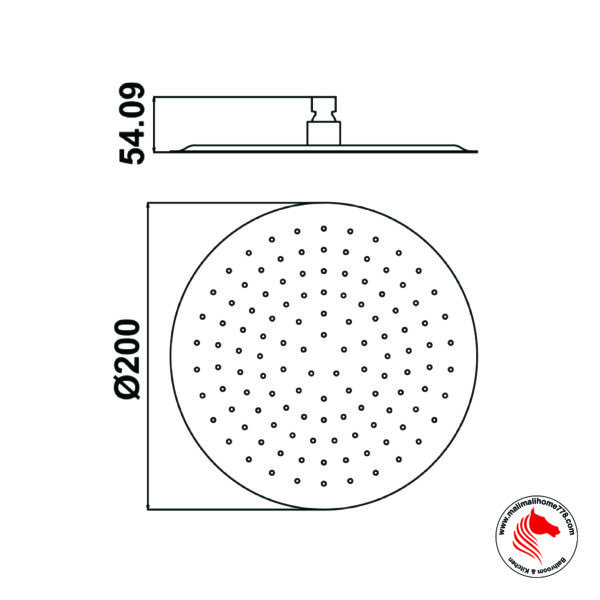 ABAGNO RO-2008-BP Ultrathin 200mm Round Rain Shower Head - Image 2
