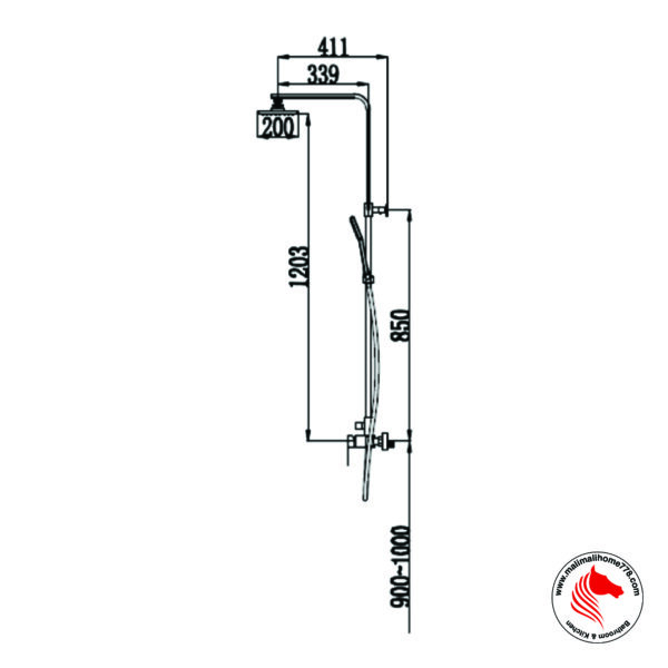 ABAGNO SAS-SM-990-113 Exposed Shower Column with Shower Mixer - Image 2