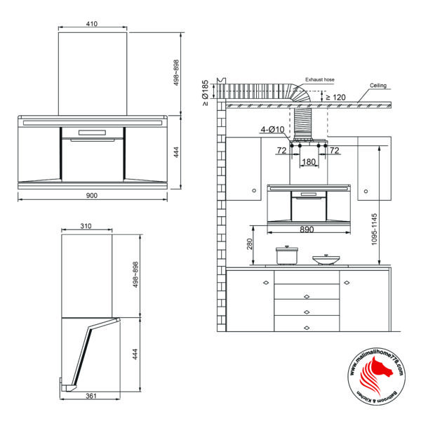 XUNDA SC2015 2000m³/h Slanted Chimney Hood with Auto Clean System - Image 4