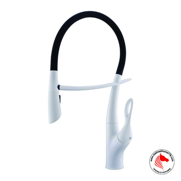 SMITH SFT-P211W Single Lever Kitchen Sink Mixer with Pull-out Sprayer [White]