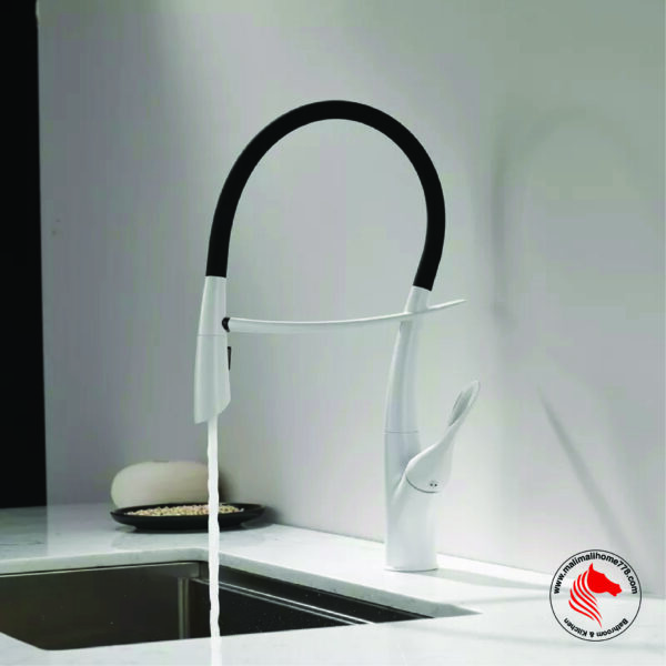 SMITH SFT-P211W Single Lever Kitchen Sink Mixer with Pull-out Sprayer [White] - Image 3
