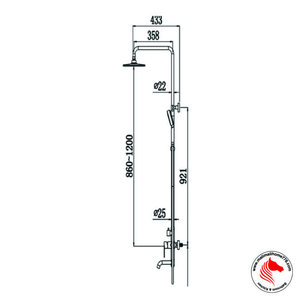 ABAGNO SJ-BM-809-513 Exposed Shower Column with Bath Mixer - Image 2