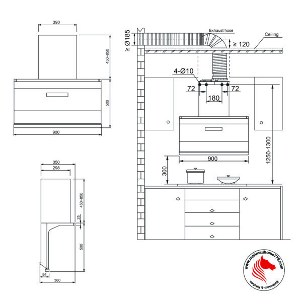XUNDA SL2016 2000m³/h L-Shape Chimney Hood with Auto Clean System - Image 4