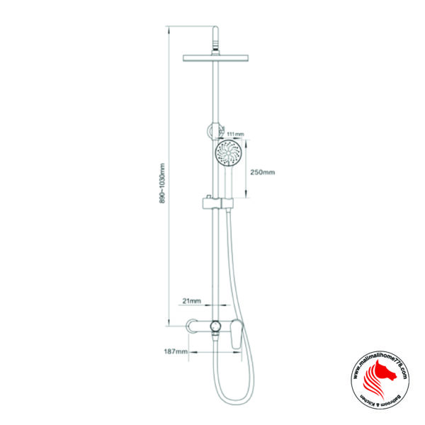 ABAGNO TD-BM-857-705-BN Exposed Shower Column with Bath Mixer [Black Nickel] - Image 2