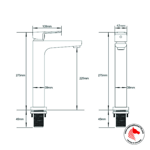 ABAGNO TEM-075L-CR Single Lever Basin Tower Mixer - Image 2