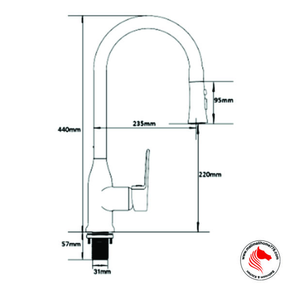 ABAGNO TEM-182P-CR Single Lever Kitchen Sink Mixer with Pull-out 3 Function Sprayer - Image 2